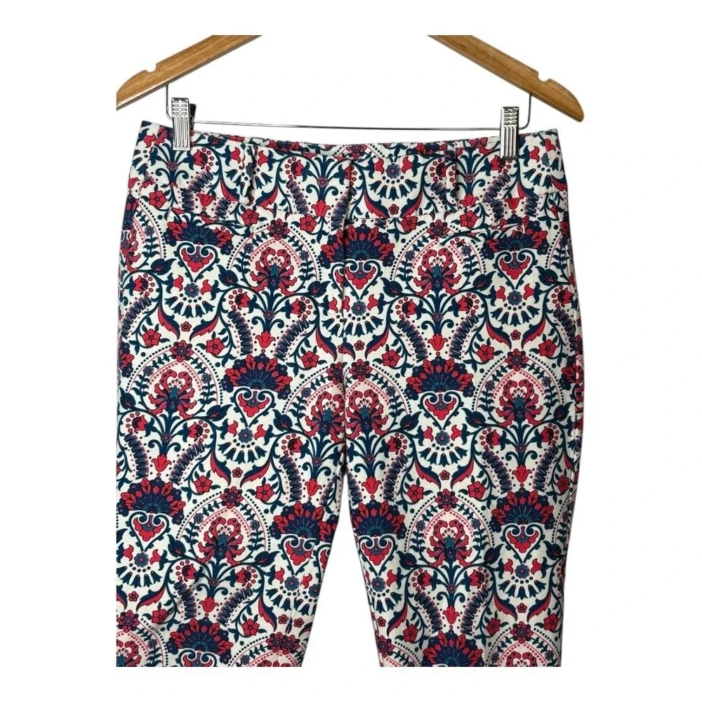 Ann Taylor LOFT Marisa Pants Womens 4 Multicolor Paisley Ankle Crop Stretch Boho